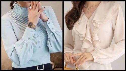 Long Sleeves Plain Office Style Shirts & Blouses - Jasons Collection 